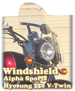 Windshield for the AlphaSport / Hyosung 250 V-Twin